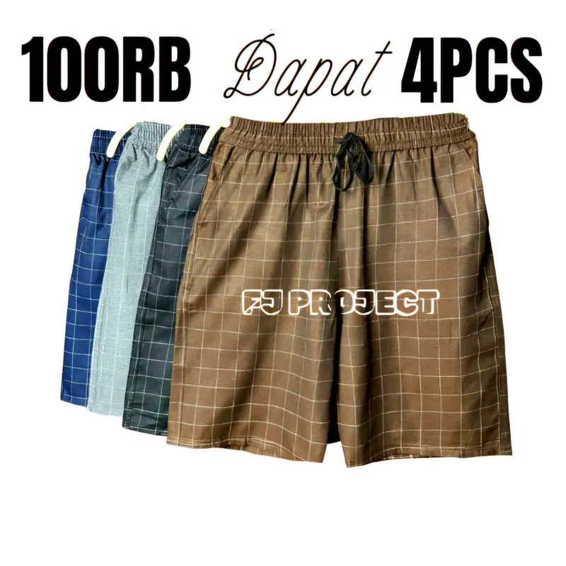TARTAN PANTS 100rb dapat 4pcs Celana Pendek Pria Dewasa Distro Motif Kotak Trendy Casual Santai 0