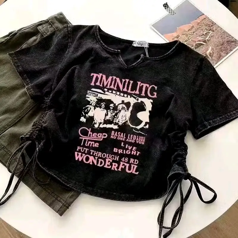 Kaos Oversize Wanita Crop SERUT TIMINILIGHT FULL PRINT (LD 106, P 42)