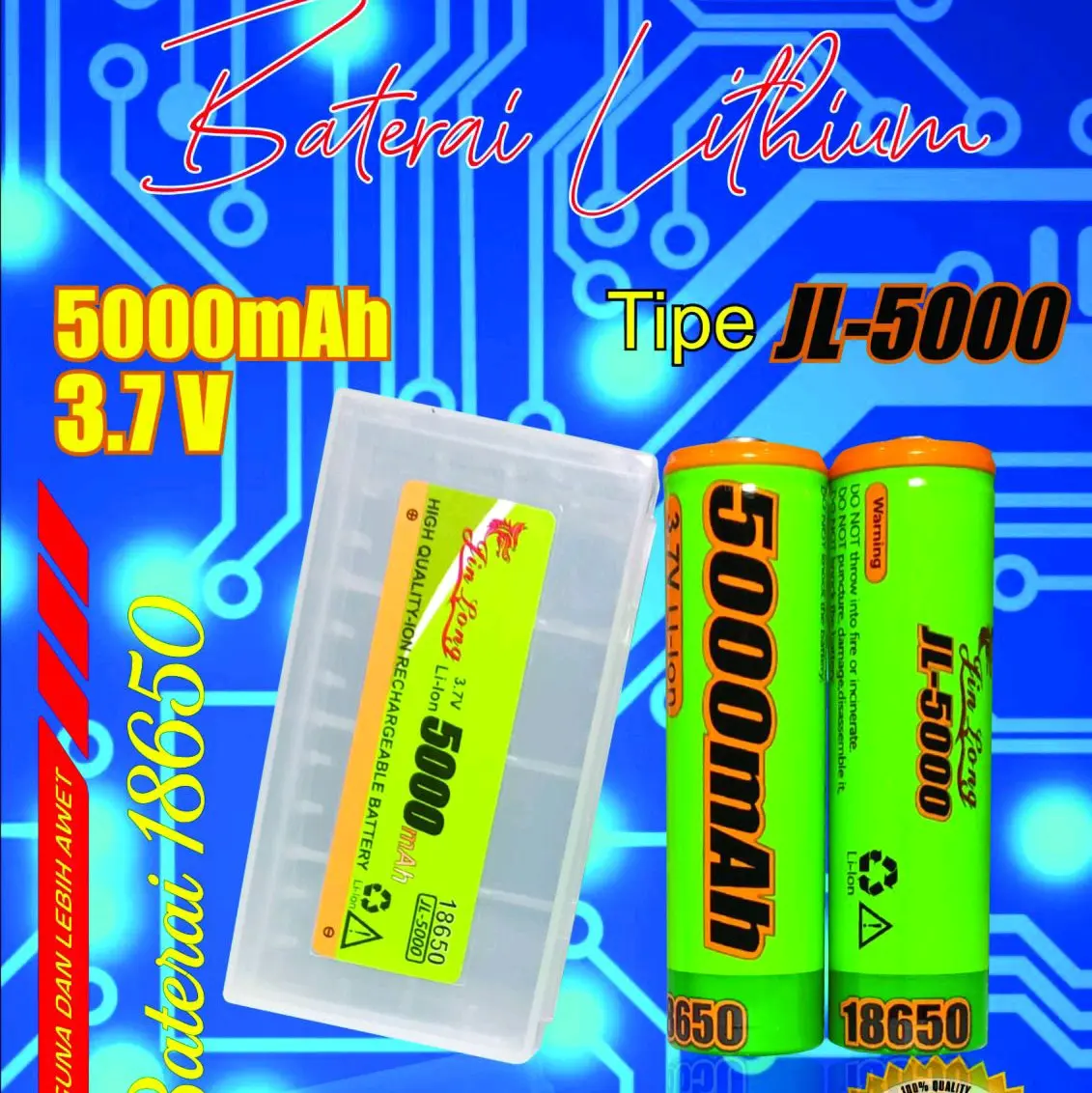 BATERAI LITHIUM-ION LI-LON JIN LONG ORIGINAL 5000mah 3,7V