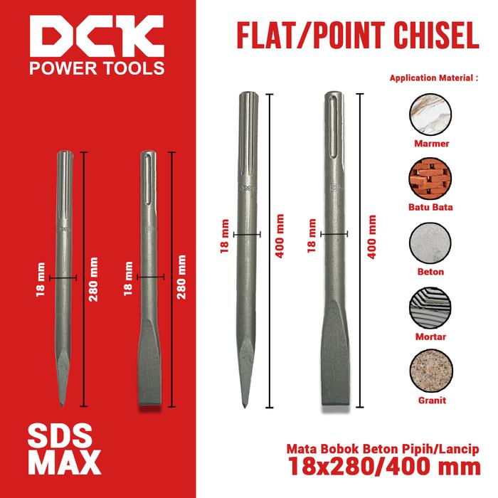 Gambar DCK SDS-Max Chisel / Mata Bobok Beton 18x280/400 mm dari DCK Power Tools Indonesia Kota Administrasi Jakarta Barat Tokopedia
