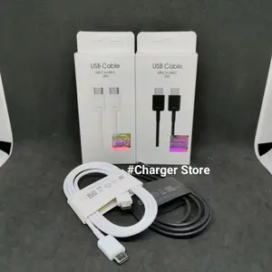 Kabel Data Sam Original Type C to Type C SUPER FAST CHARGING 3A S22 / S22+ / S22 Ultra / S20 FE / S20 Ultra / S21 FE / S21 Ultra / S23 Ultra/ S23 + / S23 / A53 / A54 / A32 Panjang Hitam Putih Charger 25W 45W