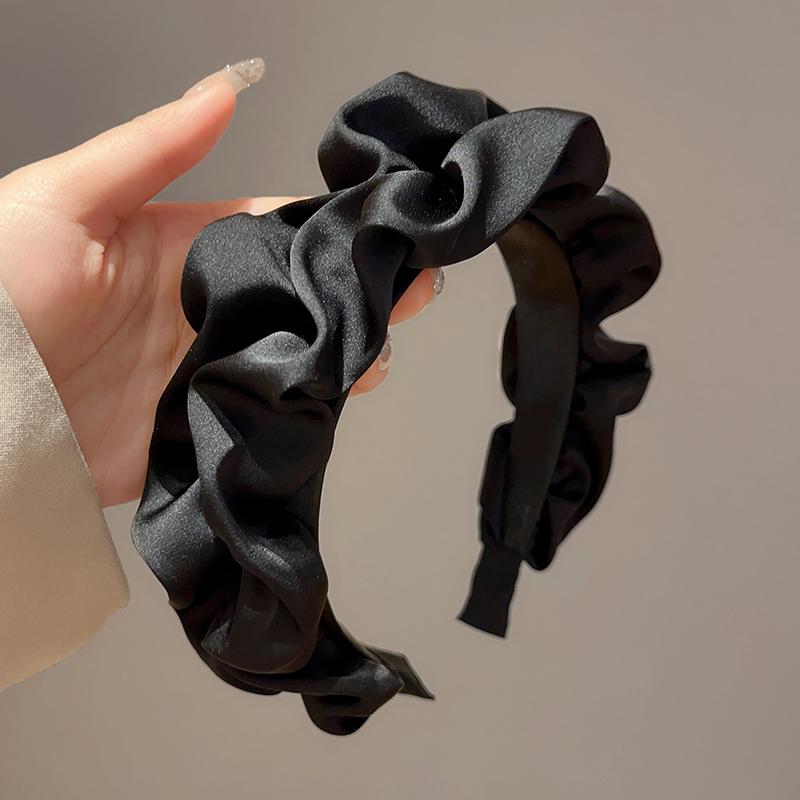 Băng Đô Xếp Ly Rộng, Phụ Nữ Phong Cách, Thời Trang, Chất Liệu Satin Trơn Và Mềm Mại, Mũ Cổ Điển Phụ Kiện Tóc 2