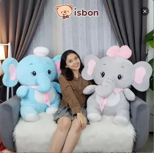 ISTANA BONEKA Gajah Duduk Elephant With Pita Lucu Cocok Untuk Hadiah Ulang Tahun Bahan Halus Premium