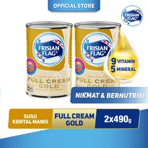 Frisian Flag Bendera Kental Manis Full Cream Gold Kaleng 490g [2 Pcs]