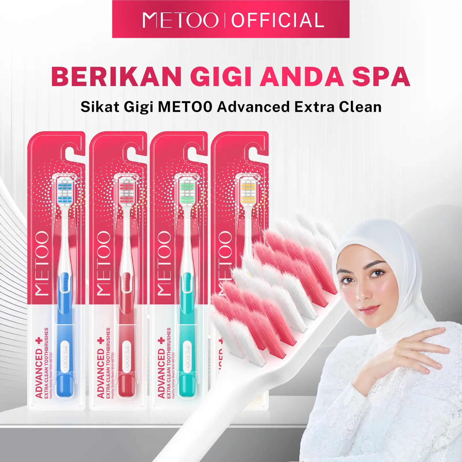 METOO Advanced Extra Clean Toothbrushes / Lembut dan elastis / Bulu karbon ultra-halus
