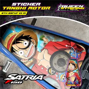 Stiker Aksesoris Tangki Bensin Satria FU Facelift Siap Pakai - Stiker Tangki Motor Desain Variasi Karakter Topi Jerami - Sudah Cutting Tinggal Tempel Tahan Lama - STK-SSFUF