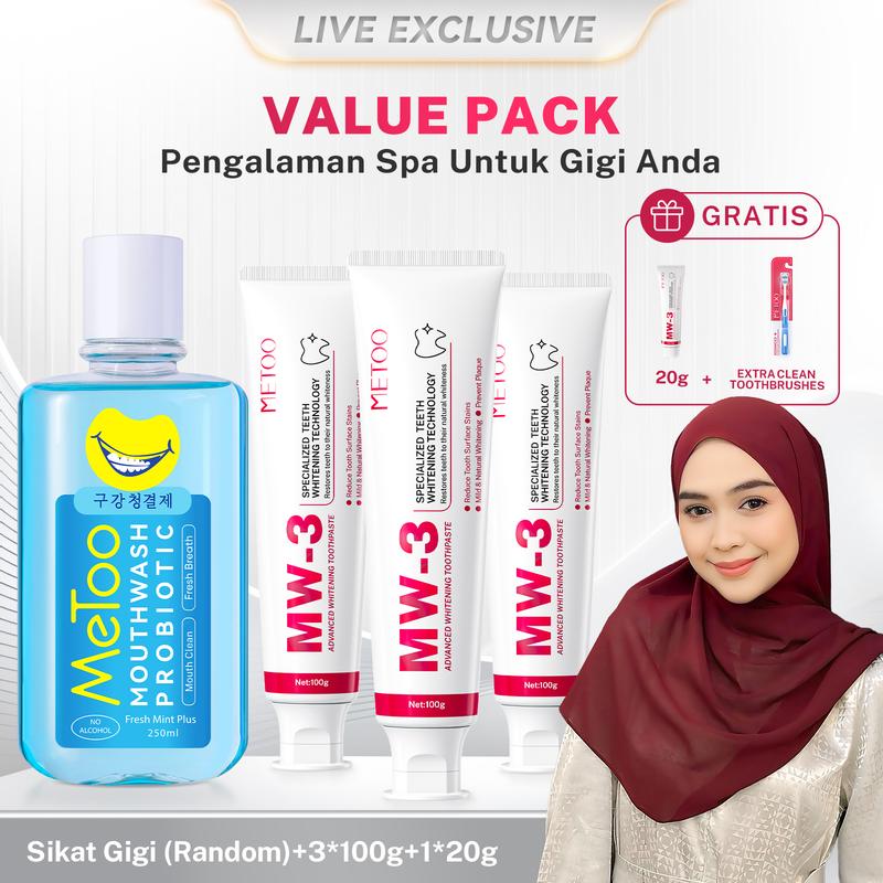 [Live Exclusive] BPOM - METOO Tooth Paste 3*100gr /Mouthwash - Shop ...