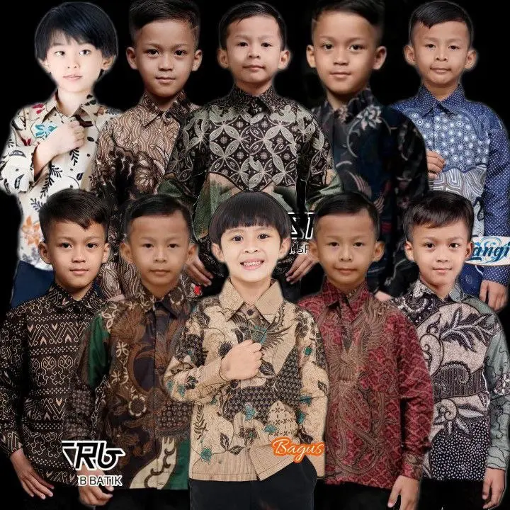 Kemeja Batik Anak Lengan Panjang Terbaru Modern Hem Batik Anak Seragam