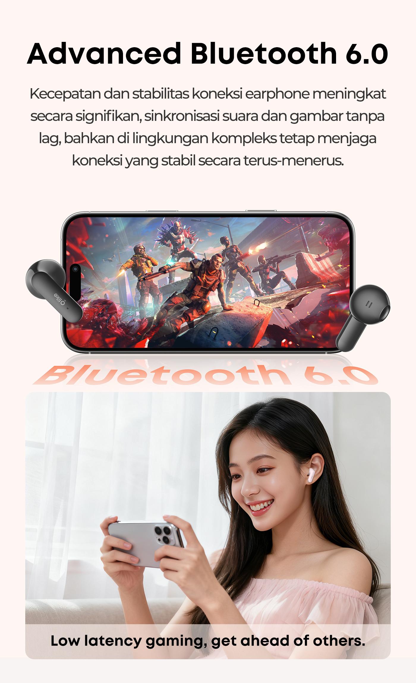 [EXCLUSIVE TONI CU] Olike Mini TWS T100S Bass True Wireless Earphone Bluetooth 6.0 Low Latency Driver 13mm Playtime 38 Hours IPX4 Waterproof Garansi 12 Bulan