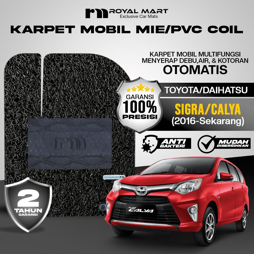 ROYAL MART KARPET MOBIL MIE PREMIUM TOYOTA CALYA/DAIHATSU SIGRA 2016-SEKARANG FULL SET BERGARANSI Car - BLACK, 2 BARIS