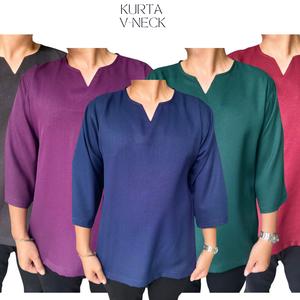 CASUAL KURTA MODERN TANPA PERCUCIAN Koko & Tops Kain Scuba Al Hera Pakaian Como Crepe Gaya Modern Dan Selesa