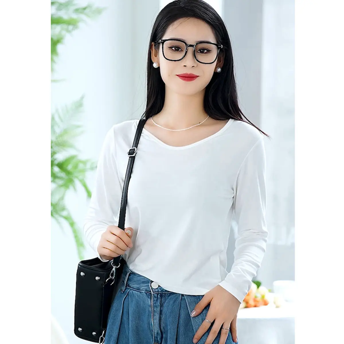 Áo Lót Cổ Chữ V Mỏng, Áo Thun Dài Tay Dễ Phối Đồ Cho Nữ, Đồ Lót Thời Trang, Che Phủ Thịt, Thích Hợp Cho Mùa Xuân Và Mùa Thu Năm 2024, Phong Cách Nước Ngoài, Áo Trên