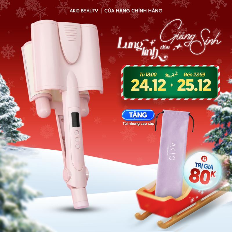 Máy làm tóc uốn xoăn sóng nước AKIO 26mm màn LCD hiện nhiệt tùy chỉnh công nghệ gốm sứ bảo vệ tóc