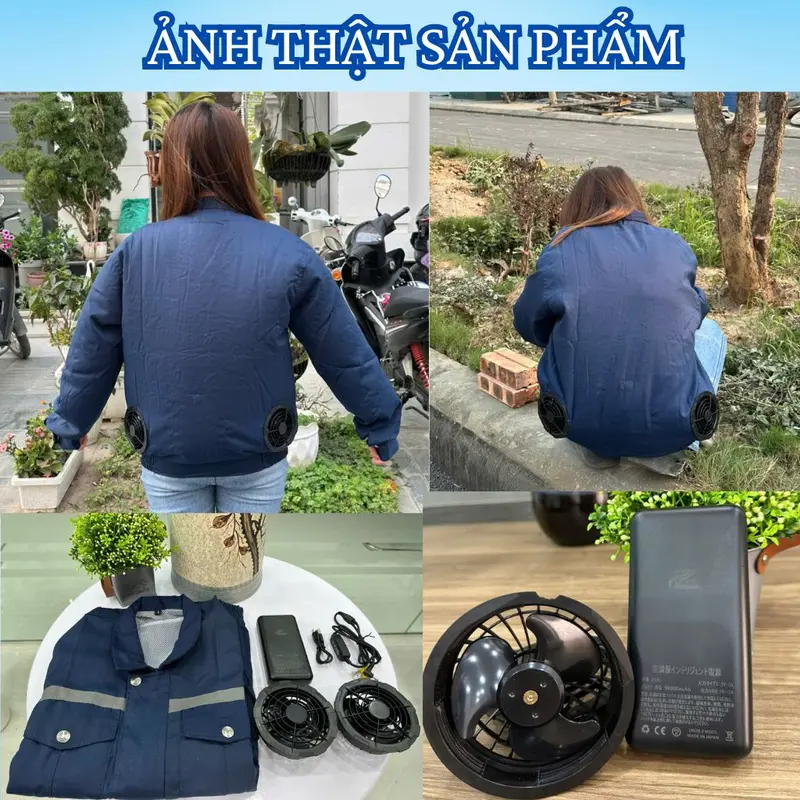 [COMBO 2 BỘ] Áo điều hòa quạt gió công nghệ nhật bản pin trâu 98000mAh chạy tối đa 30h, Áo chống nắng bảo hộ lao động có quạt làm mát chống nóng, chống sốc nhiệt mùa hè 8