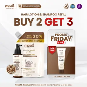 BELI 2 DAPAT 3 Moell Hair Care Combo - Hair Lotion 100gr & Shampoo Refill 500gr FREE Calming Rub 50gr- Menumbuhkan & Melebatkan Rambut Bayi & Anak - Formulasi Dokter - Panax Ginseng,Kemiri, Biotin - Skincare Bayi - Perawatan Rambut Bayi dan Anak