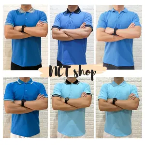 PoloShirt BIRU / Kaos Kerah Polos Kombinasi