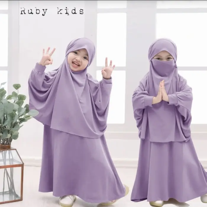 D➸6E GOOWORK - GAMIS ANAK PEREMPUAN FRENCH KHIMAR RUBY . W❤PQ 1