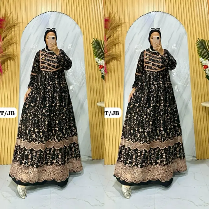 Gamis wanita katbol bordir furing premium standart dan jumbo