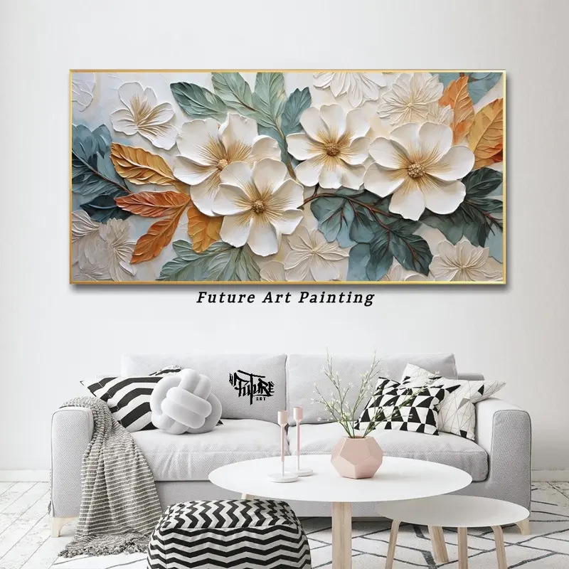 lukisan 3 dimensi	Hiasan Dinding Jumbo lukisan abstrak bunga Timbul Dengan Bingkai FUTURE ART PAINTING 0