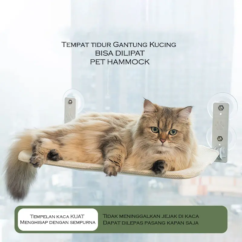 Kasur santai Kucing di jendela tempel bisa dilipat Pet Hammock Foldable Window Sleep cat 0
