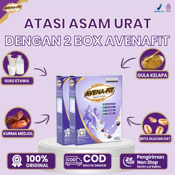 Avenafit - 2 Box Sereal Oatmeal Untuk Asam Urat | BPOM & Halal MUI [ BISA COD ] oats Granola