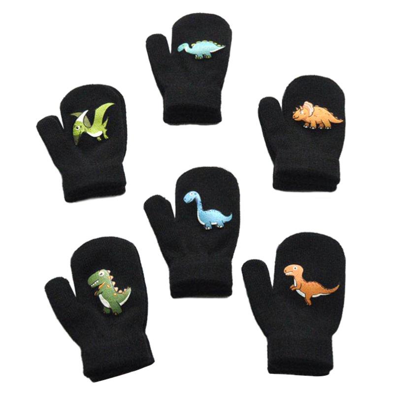 Product Introduction of New Winter Outdoor Knitted Baby Gloves For 1-3Y Children Pupil Student Cute Dinosaur Full Finger Mittens Autumn Warmer Hand 22