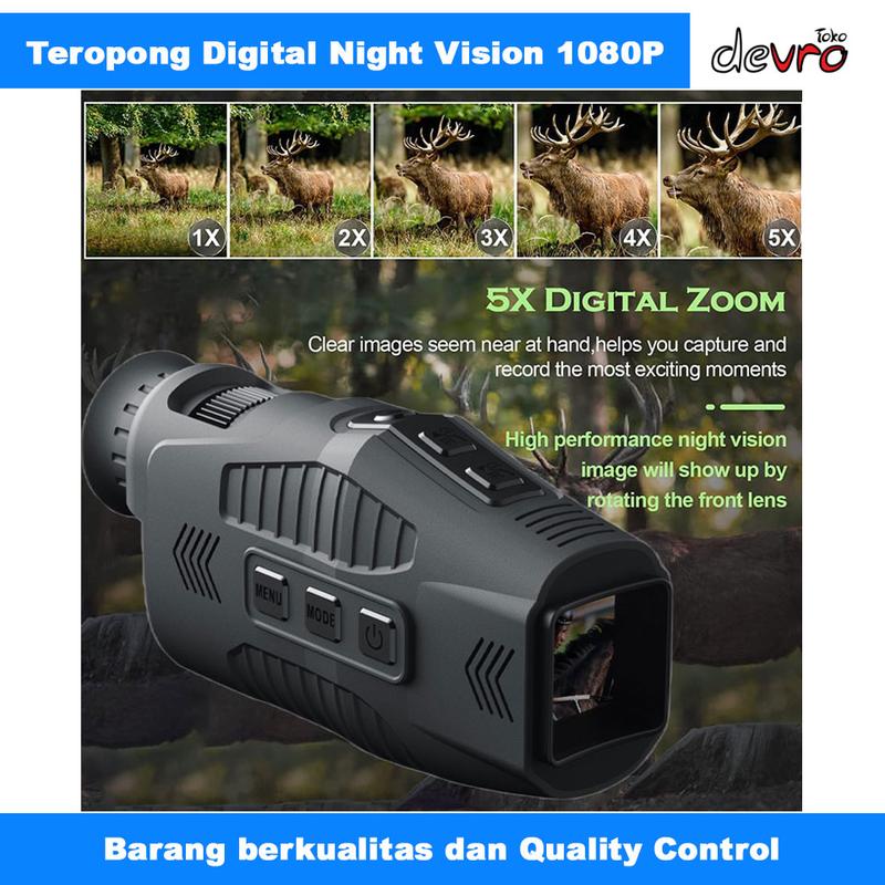Teropong Digital Monokular Outdoor Night Vision 5x Zoom 1080P - Aotuo R11 0