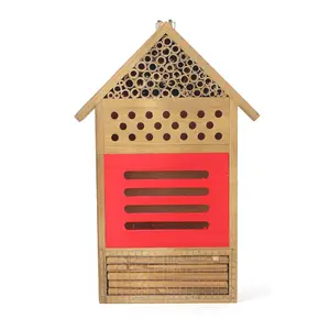 Wooden Insect Bee House with Tubular Tunnels Wood Bug Room Hotel Shelter for Garden Decoration Nests Box
