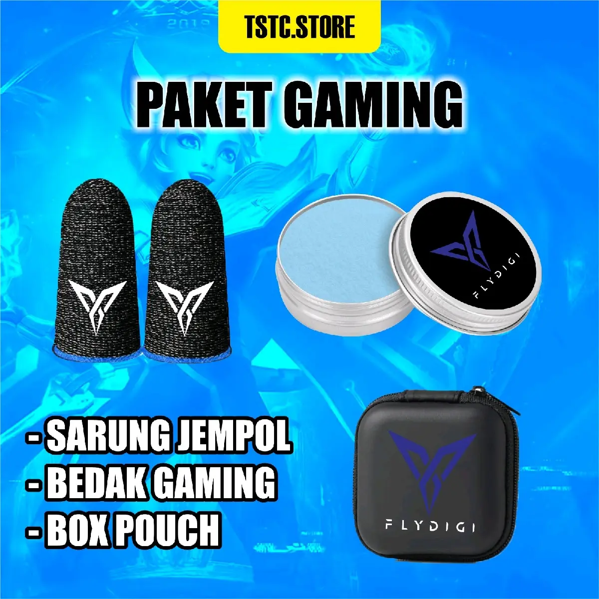 Sarung Game Fly Digy Free Isi Box + Bedak Gaming Anti Keringat Sensitif Gaming Super Soft Premium Aksesoris jempol