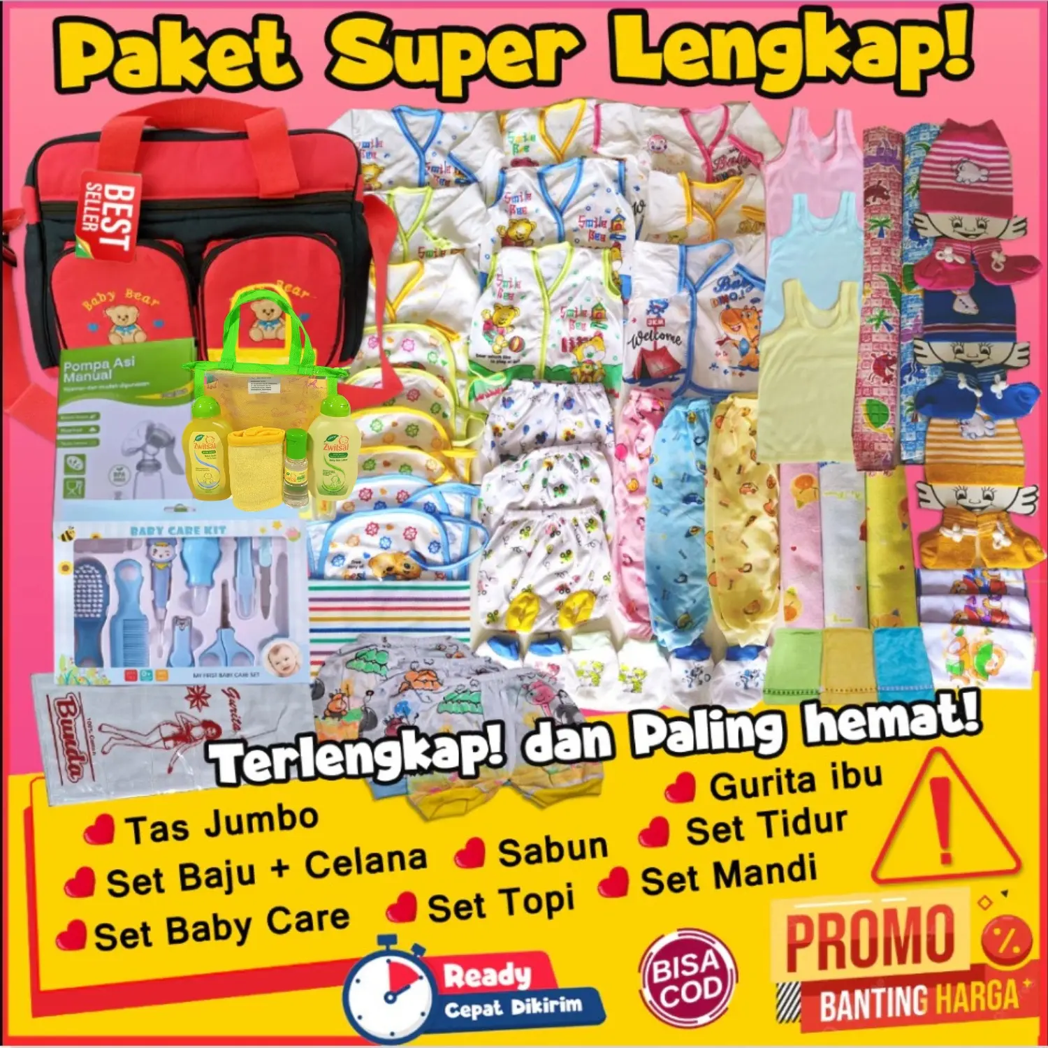 Paket Perlengkapan Lahiran Bayi - Baju New Born - Paket Persiapan Persalinan - Paket Super Lengkap Lahiran Murah