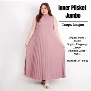 Baju Gamis Plisket  Big Size Polos casual tebal maxi  panjang Dress Wanita Oversize Pesta