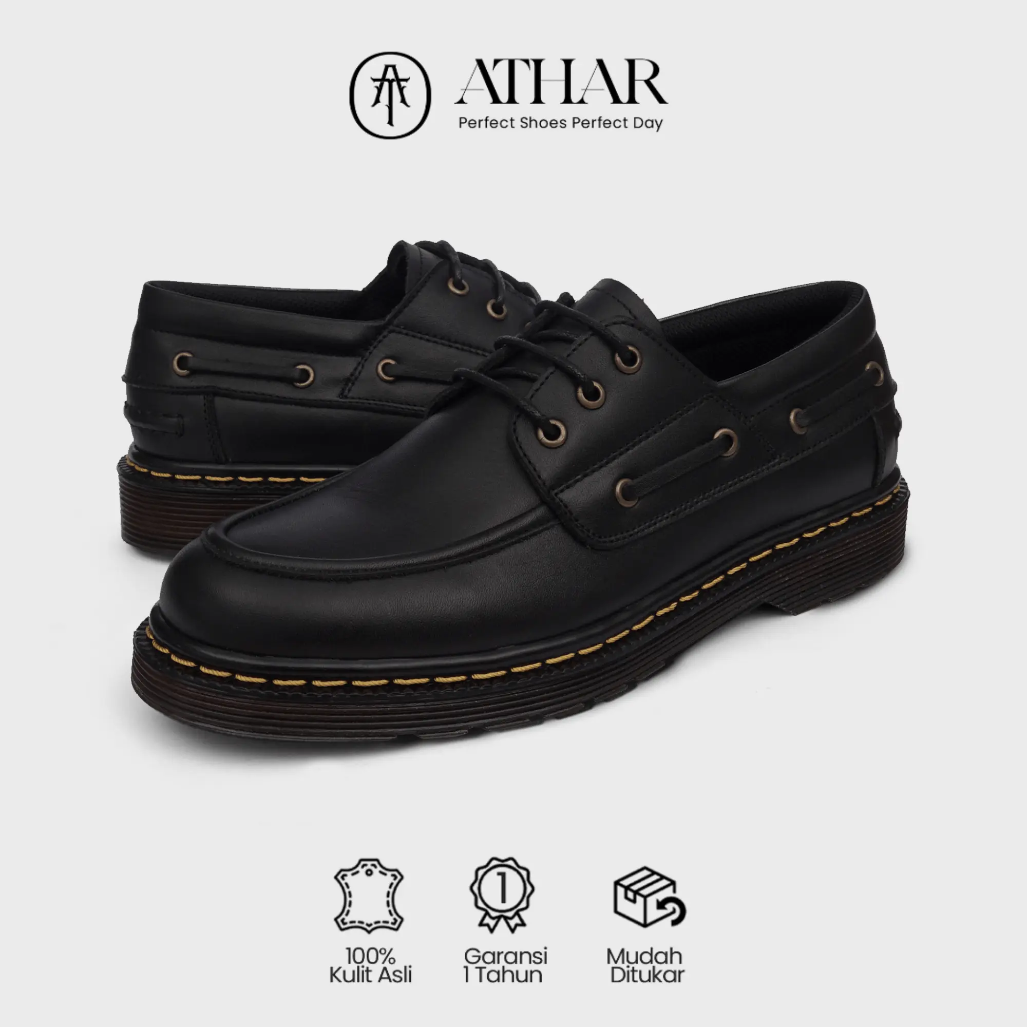 Athar Aroosh Sepatu Pria Low Boots Docmart Formal Kulit Asli