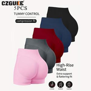 CZGUKE bermudas para mujer de cintura baja, ropa deportiva de fitness, mallas de running sin costuras, pantalones ajustados, bermudas de yoga con realce de glúteos, conjunto deportivo de 5 pzas