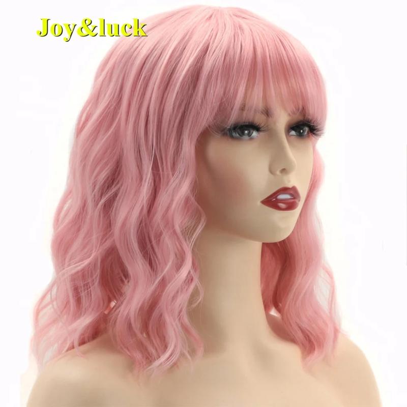 Product Introduction of Short Dark Brown Wave With Bangs Wig Synthetic Hair For Women Daily Or Party Use Full Machine High Quality Fiber Wig 25