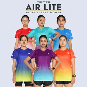Tiento Baju Lari Ringan Jersey Running Anti UV Wanita Dry Fit Lengan Pendek Airlite Sport