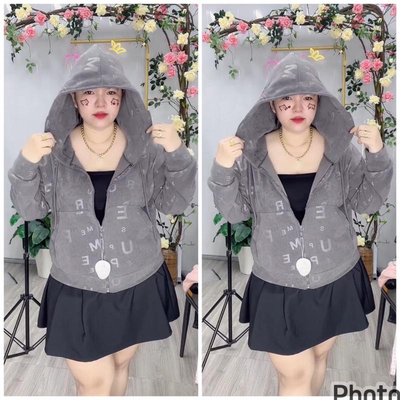 [Bigsize 65-100kg] ÁO KHOÁC NHUNG Chữ vải mỏng vừa+ NHẸ bigsize Mùa hè nữ (co túi trong khoá ké)chất co giạn ít khách thích rộng tăng size