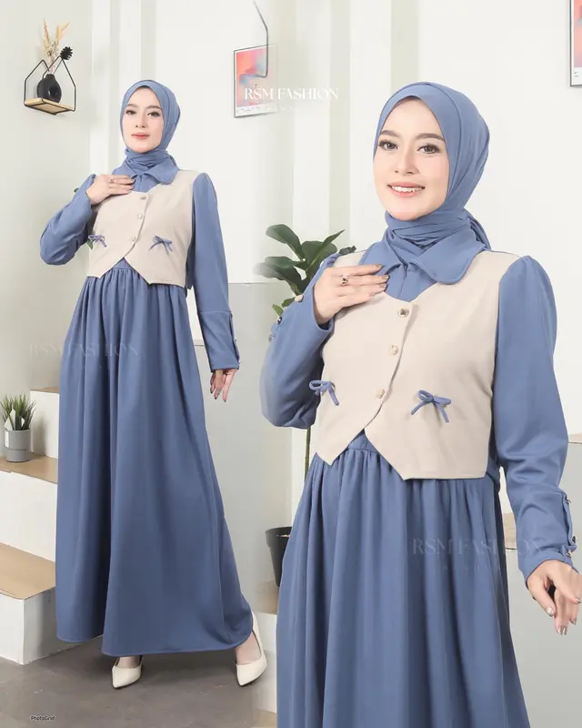 Azura Dress Knit Gamis Knit Rompi Gamis Rompi Gamis Cardi Gamis RSM 1