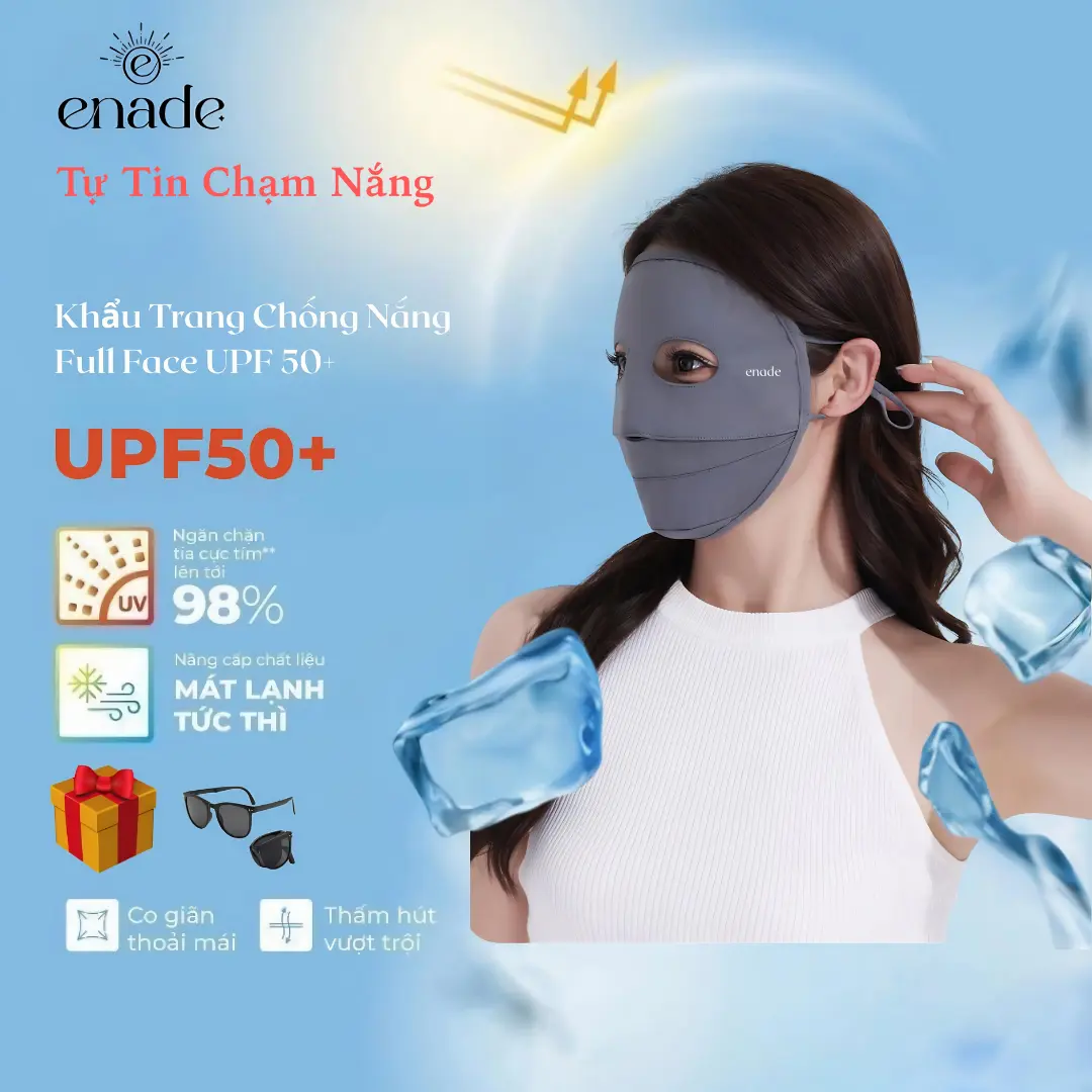 Khẩu Trang Chống Nắng Full Face Không Gọng Enade UPF 50+ Bảo Vệ Toàn Diện Ngăn Chắn Tia UV 98% Thoải Mái Khi Sử Dụng Hàng Ngày