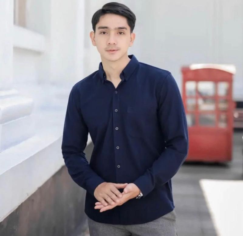 Kemeja Pria polos lengan panjang slimfit kain katun sigaret  Tebal berkualitas size M/L/XL/XXL/XXXL 1