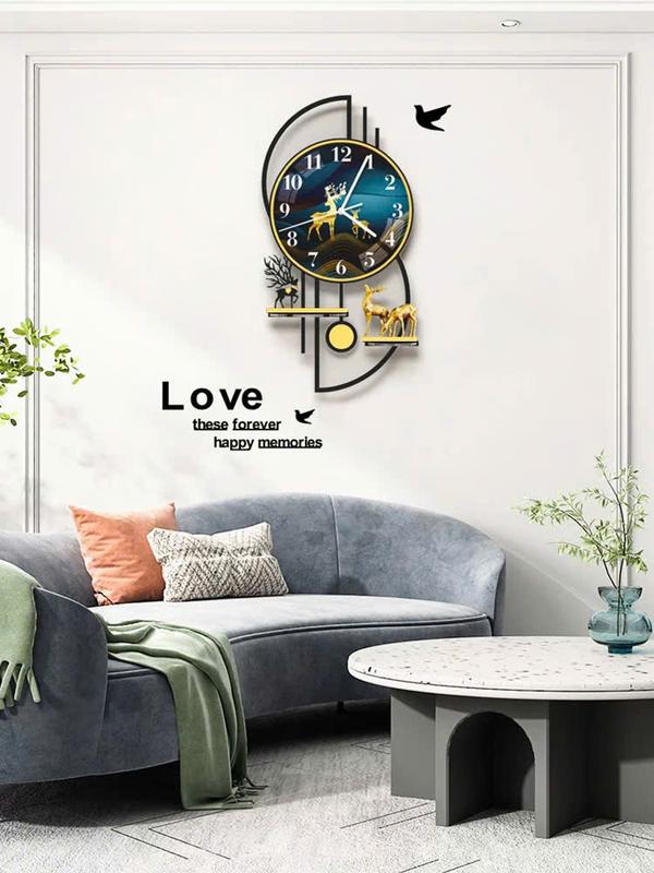 Đồng Hồ Treo Tường Decor Trang Trí Hươu Tài Lộc Sang Trọng