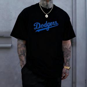Camiseta Hombre Dodgers 1 Unidad: Algodón 100% Estampado Digital Estilo Baseball en Negro y Blanco | Diseño Deportivo Moda Verano | Ideal Ropa Urbana, Fanáticos Béisbol