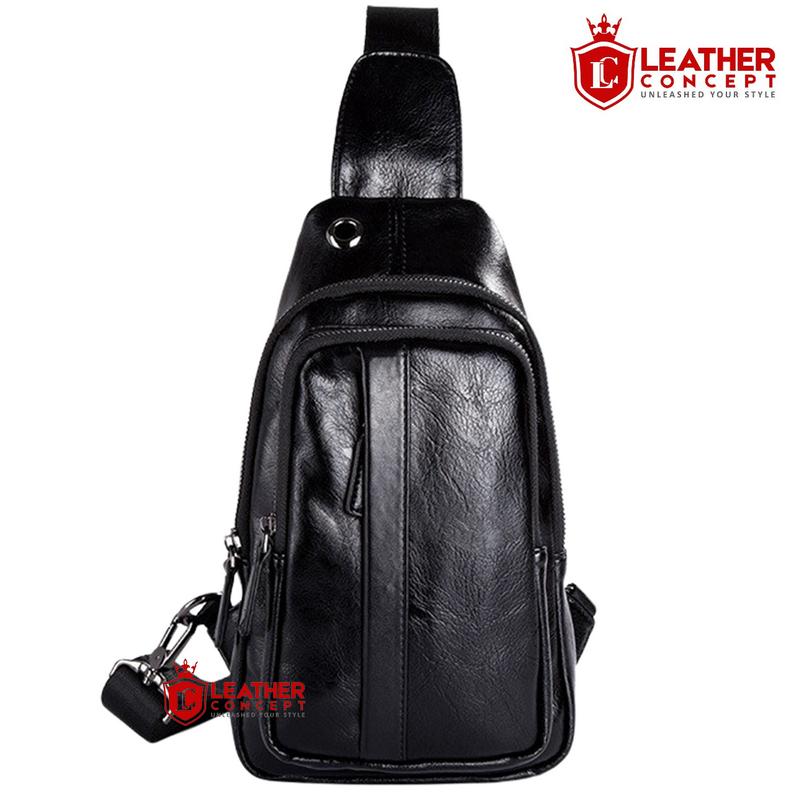 Leather Concept RAMPAGE HITAM Waist Bag Pria Tas Bahu Cowok Tas Pria Tas Selempang Pria RAMPAGE HITAM kulit pinggang waistbag cowok 1