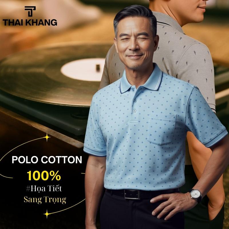  Áo thun nam trung niên Thái Khang áo polo cổ bẻ vải cotton cho giãn 2 chiều vải được xử lý mịn ATK34 