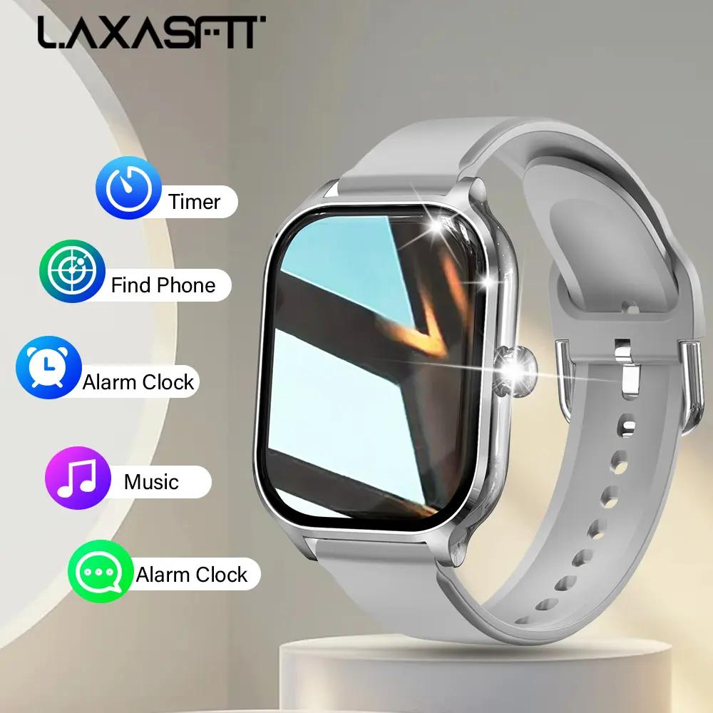 LAXASFIT H9MAX Smartwatch , Analogue Digital Display, Silicone Strap, 150mAh Rechargeable Battery, Exercise Mode, Sleep Tracking, Music & Camera Controls, AI Voice - Ideal Gift for Loved Ones.