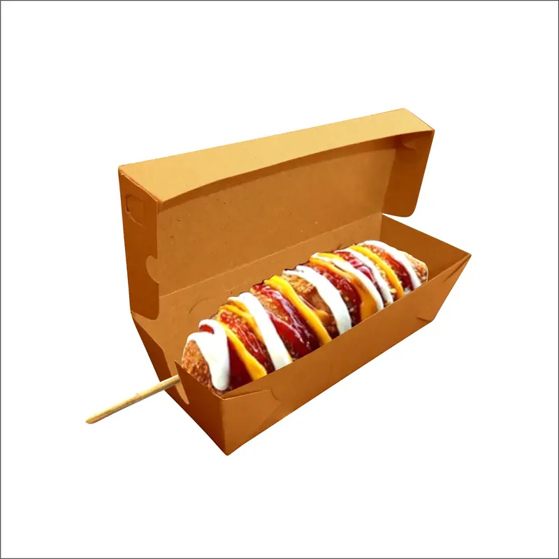 (25 pcs) Box Corndog Corn Dog Sosis Bakar Paper Kraft 290gsm Dus Kemasan Makanan Sate Taichan 0