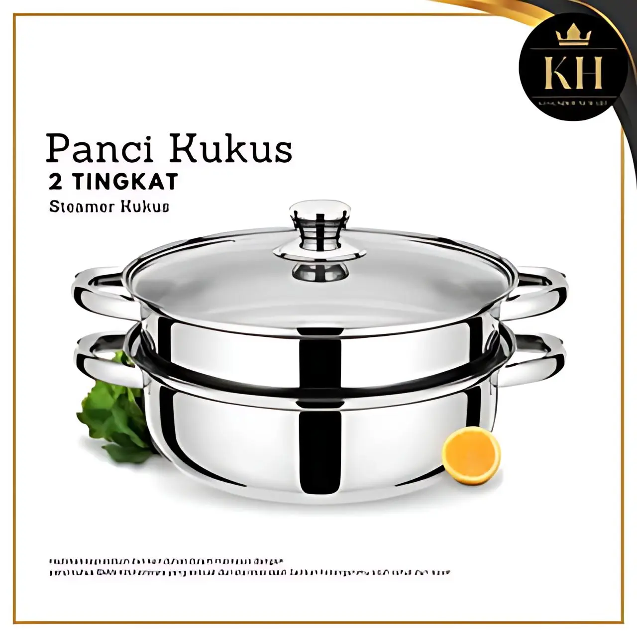 KH- STEAMER STEINLESS PANCI KUKUS 2 TINGKAT - ALAT KUKUS 4 KUPING DENGAN TUTUP KACA - KUKUS SIOMAY BERKUALITAS Stainless Steel Kitchenware