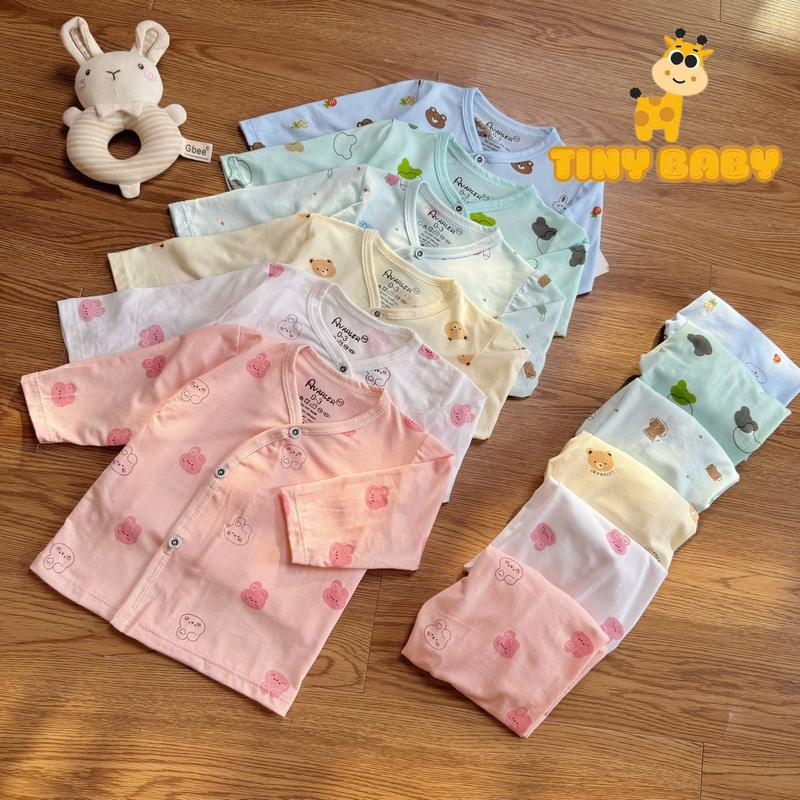 Combo 3- Combo 5 Bộ đồ sơ sinh TINY BABY chất petit co giãn mềm mịn cho bé sơ sinh nhiều màu họa tiết dễ thương phù hợp cho bé trai và bé gái từ 0-9 tháng TINY BABYY bososinh B01