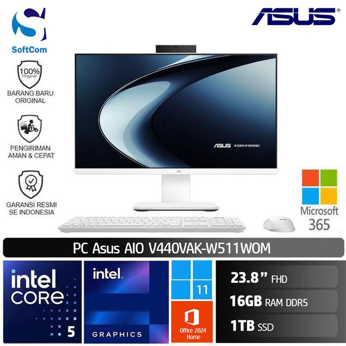 Gambar ASUS PC AIO V440VAK W511WOM Core 5 210H/16GB/1TB SSD/23.8" FHD/W11 dari SOFTCOM Official Store Kota Medan Tokopedia