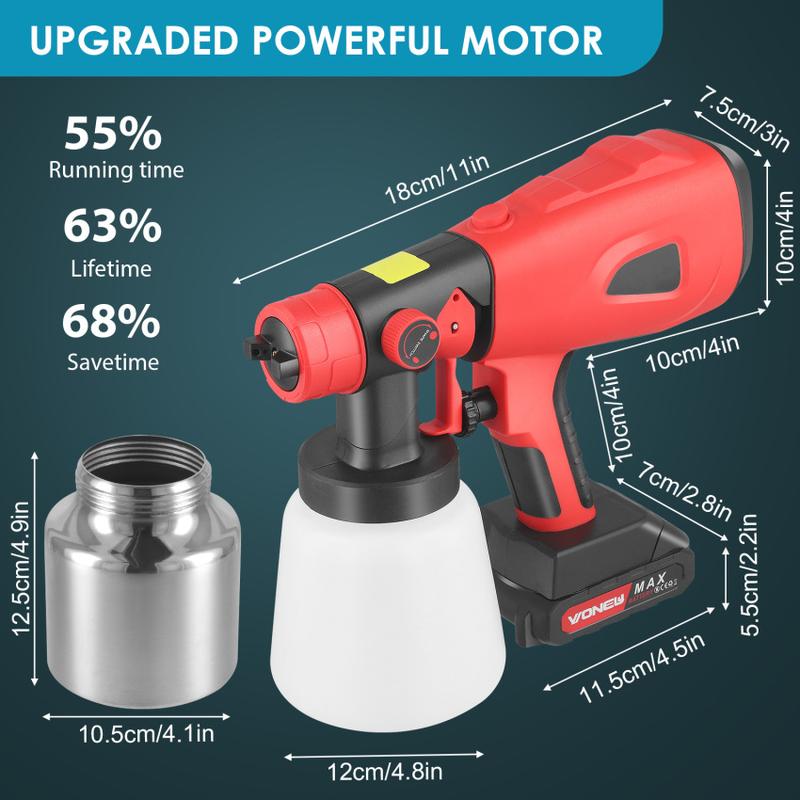 Compatible with t sprayer, Fence t sprayer with 3 spraying modes, Handheld t spray for fence, wall, ceiling, home ting (2x 1500mAh batteries, 1x21V charger, 2x800ml t buckets) 2