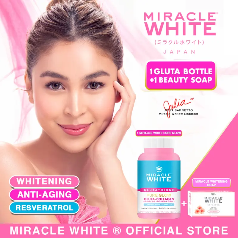 aura white pure l glutathione collagen ULTRA WHITENING ANTI-AGING DUO (1 Miracle White Glutathione Beauty Glow + 1  Miracle White Glutathione Pure Glow )